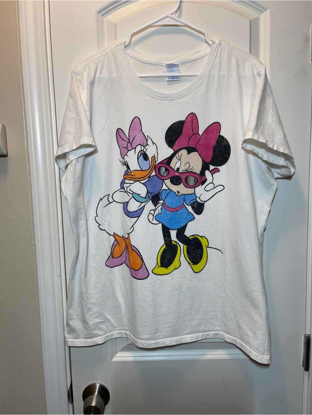 Disney White Short Sleeve Tee with Minnie & Daisy Graphic
